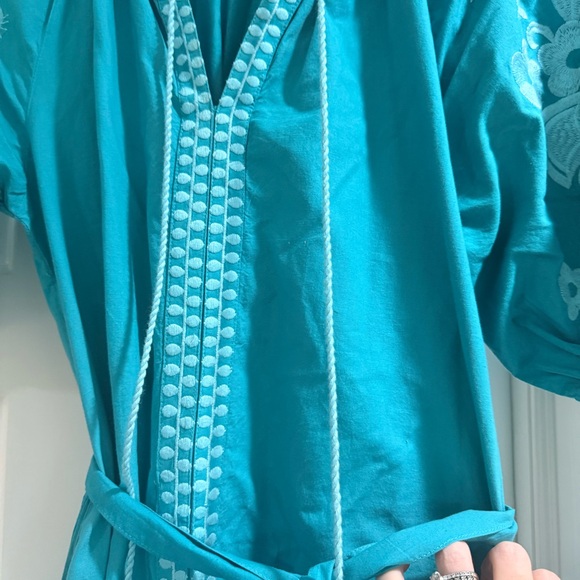 Julia Amory Teal Embroidered Zoe Caftan - Picture 10 of 10